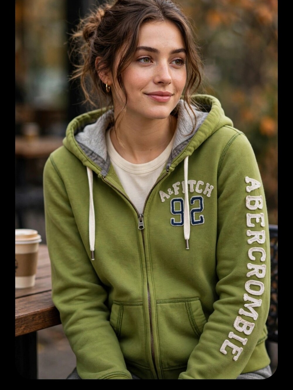 Abercrombie & Fitch Olive Green Zip Hoodie